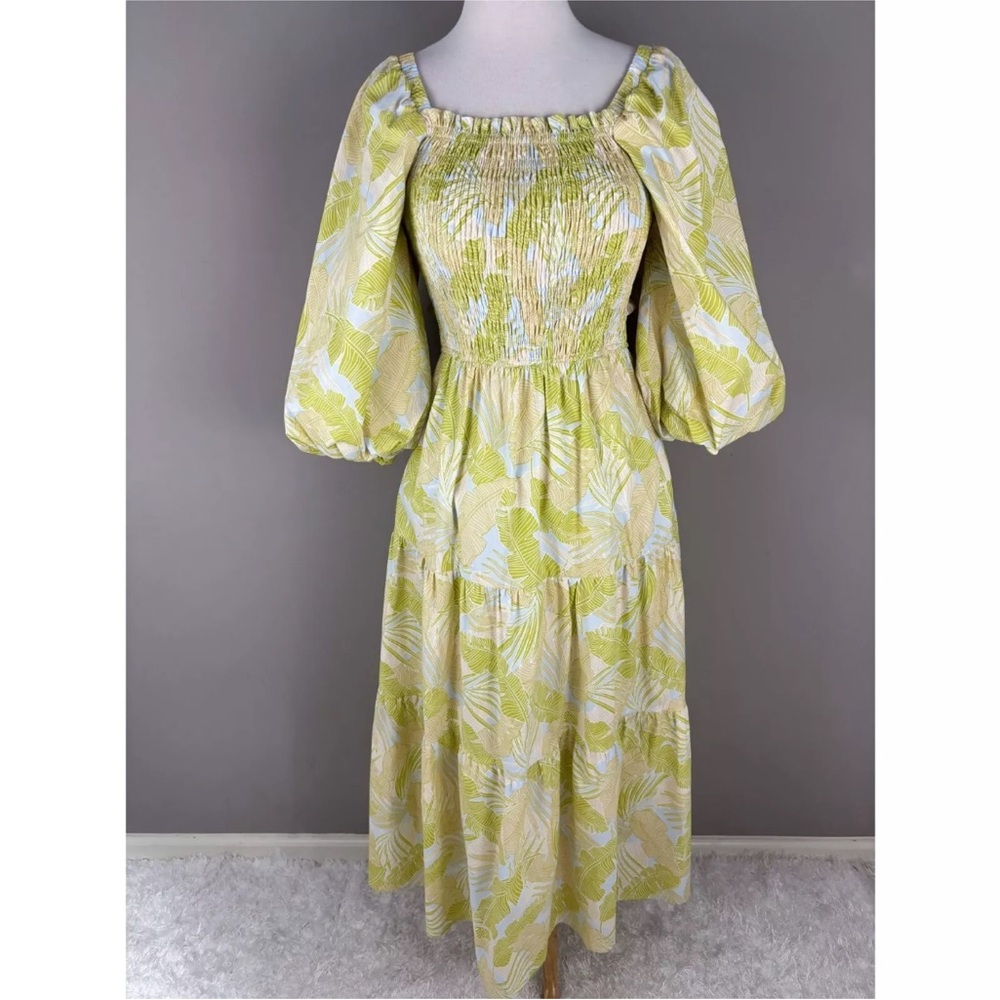 Karlie The impeccable Pig Tropical Leaf Poplin Smock Maxi Dress Large - Picture 10 of 10